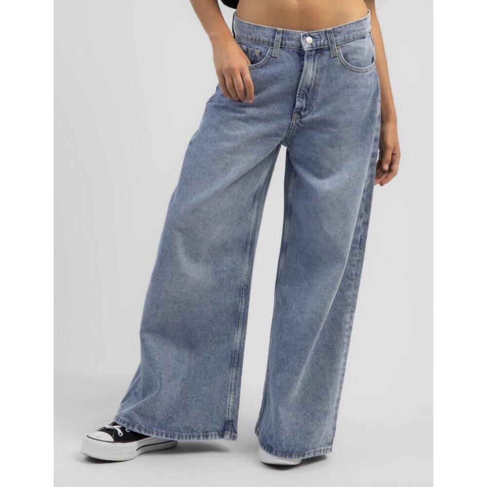 Calvin Klein Low Rise Loose Jeans Baggy Wide Leg Acid Wash 28x30